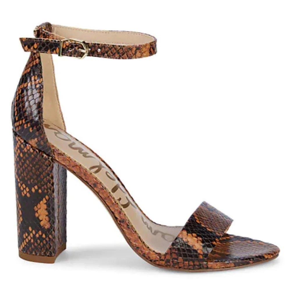 Sam Edelman Yaro Block Heel Sandals Ankle Strap Snakeskin Print Leather Size 7.5 - Picture 11 of 11
